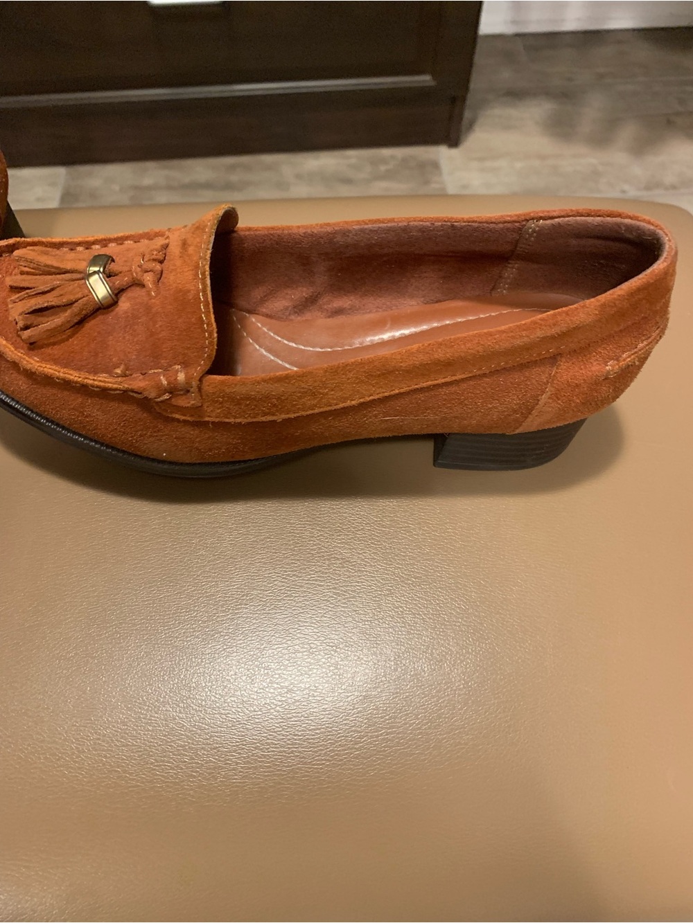 Naturalizer women’s Suede Tassel Loafers in Rust